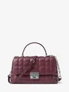 Michael Kors Tribeca Medium Quilted Leather Satchel In Burgundy