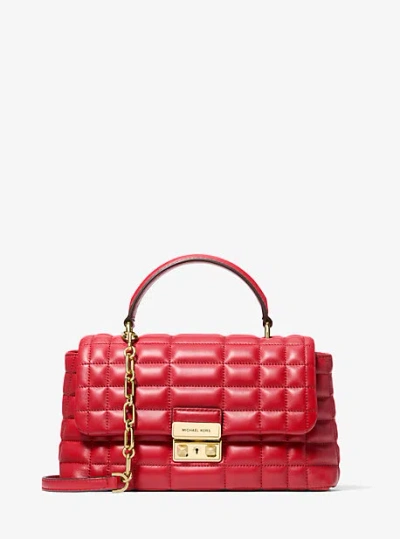 Michael Kors Tribeca Medium Quilted Leather Satchel In Red