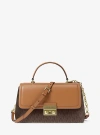 Michael Kors Tribeca Medium Signature Logo Satchel In Brown