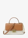 Michael Kors Tribeca Medium Signature Logo Satchel In Brown