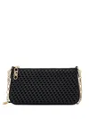 Michael Kors Medium Braided Leather Pouch With Chain And Empire Logo In Black