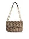 Michael Kors Tribeca Shoulder Bag In Birch Woven Leather In Sand