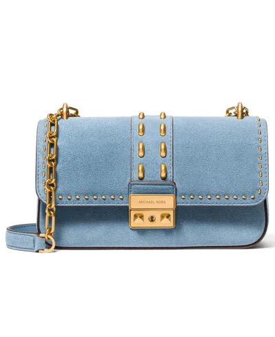Michael Kors Tribeca Small Convertible Chain Shoulder Bag In Blue
