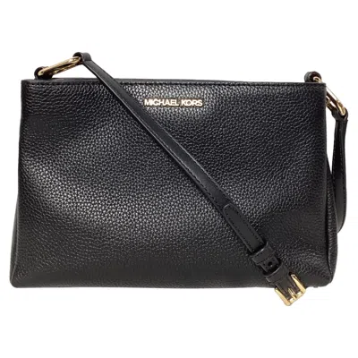 Michael Kors Triple Compartment Crossbody Bag In Black Leather
