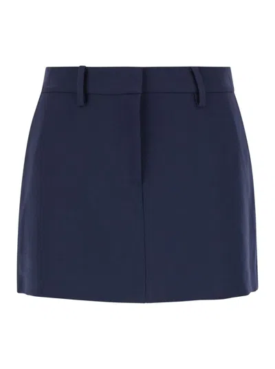 Michael Kors Blue Flared Miniskirt With Belt Loops