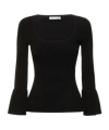 Michael Kors Collection Scoop Ruffle Top In Black