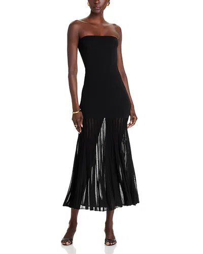 Michael Kors Tube Top Sheer Maxi Dress In Nero