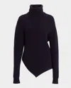Michael Kors Collection Bias Hem Cashmere Turtleneck Sweater In Purple