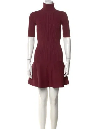 Pre-owned Michael Kors Turtleneck Long Dress In Burgundy