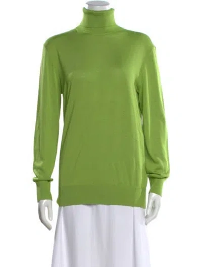 Pre-owned Michael Kors Turtleneck Long Sleeve Top In Green