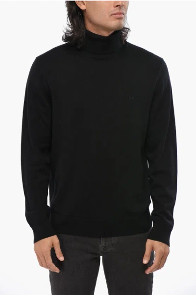 Michael Kors Turtleneck Merino Wool Sweater In Black