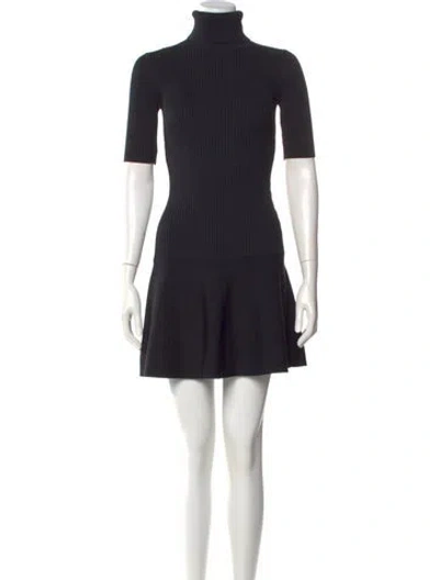 Pre-owned Michael Kors Turtleneck Mini Dress In Black