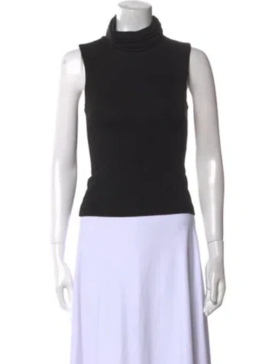 Pre-owned Michael Kors Turtleneck Sleeveless Crop Top In Black
