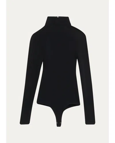 Michael Kors Turtleneck Stretch Viscose Bodysuit In Black