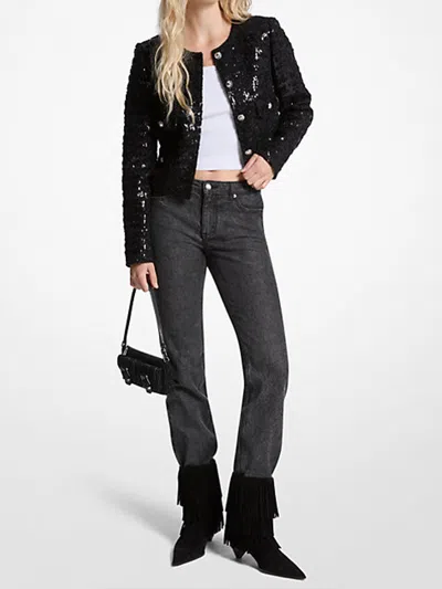 Michael Kors Tweed Jacket In Black