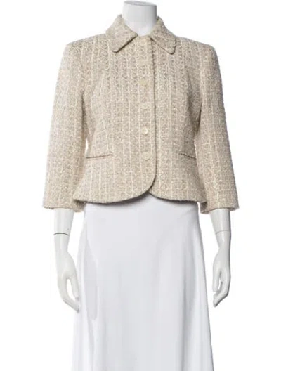 Pre-owned Michael Kors Tweed Pattern Blazer In Brown
