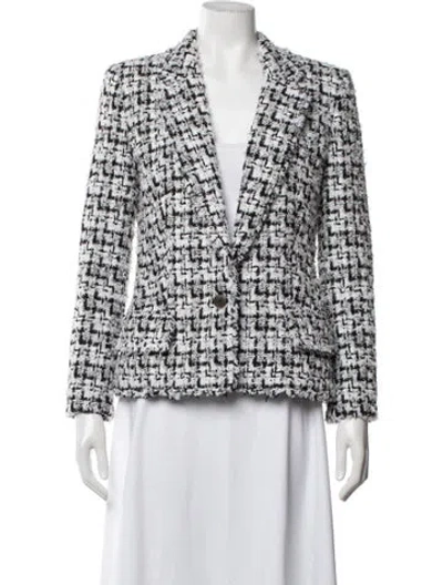 Pre-owned Michael Kors Tweed Pattern Blazer In White