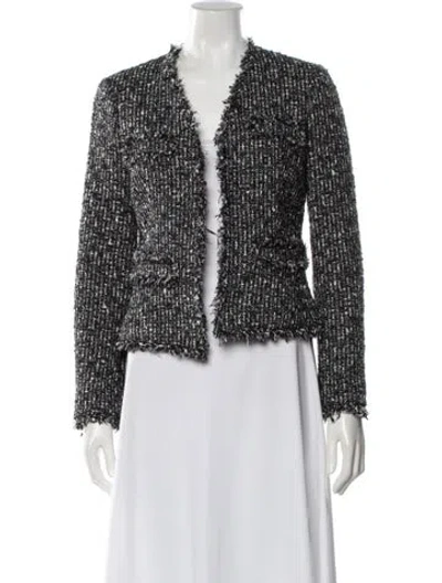 Pre-owned Michael Kors Tweed Pattern Evening Jacket In Black