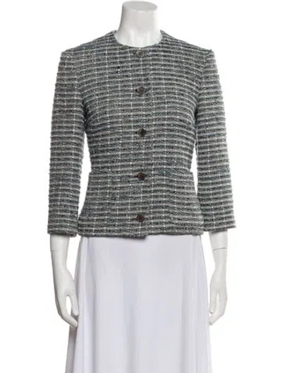 Pre-owned Michael Kors Tweed Pattern Evening Jacket In Blue