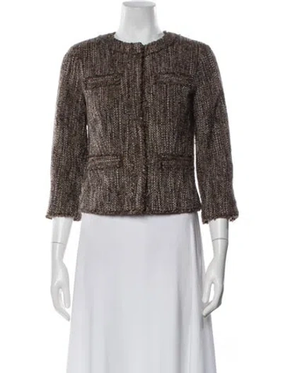 Pre-owned Michael Kors Tweed Pattern Evening Jacket In Brown