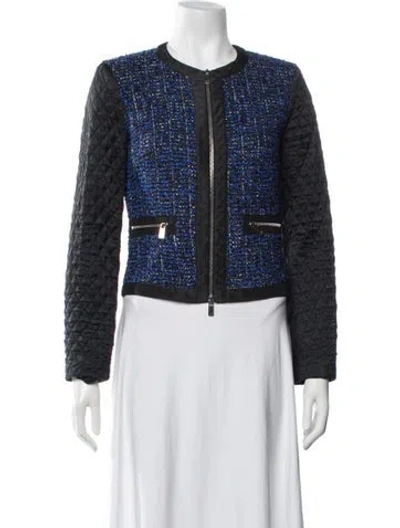 Pre-owned Michael Kors Tweed Pattern Jacket In Black