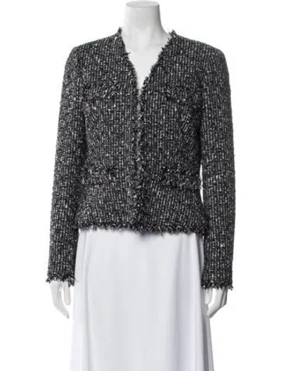 Pre-owned Michael Kors Tweed Pattern Jacket In Black