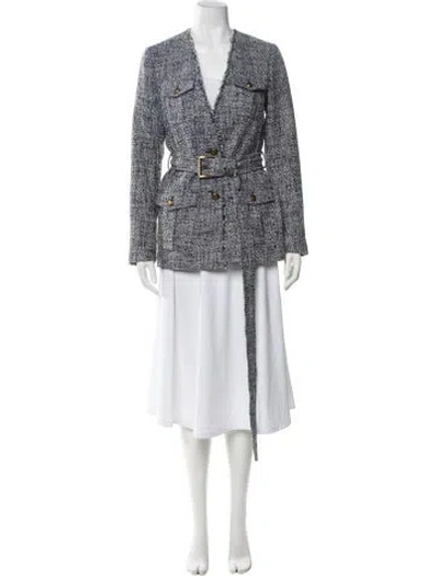 Pre-owned Michael Kors Tweed Pattern Jacket In Blue