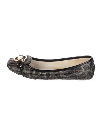 Pre-owned Michael Kors Tweed Pattern Loafers In Black