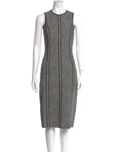 Pre-owned Michael Kors Tweed Pattern Midi Length Dress In Black
