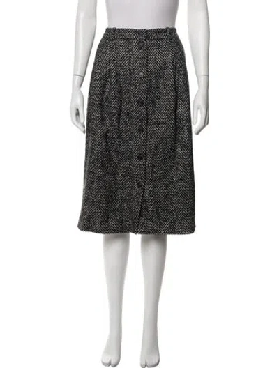 Pre-owned Michael Kors Tweed Pattern Midi Length Skirt In Black