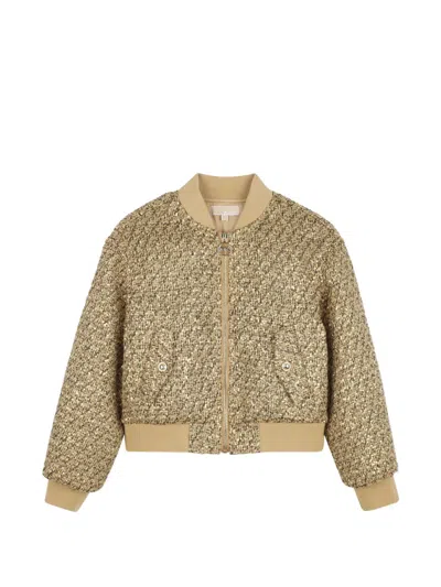 Michael Kors Kids' Tweed-effect Bomber Jacket In Neutral