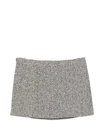 Michael Kors High Waist Mini Skirt Textured Fabric In Black