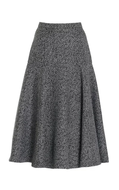 Michael Kors Twill Wool Jacquard Skirt In Black,white