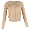 Michael Kors Twist Front Sweater In Gold Cotton In Nude