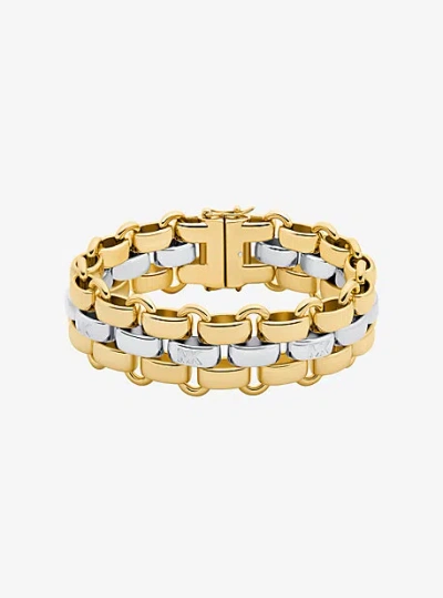 Michael Kors Two-tone 3-link Bracelet In Gold