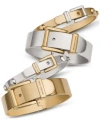 Michael Kors Two Tone Buckle Bangle Bracelet Collection In Gold