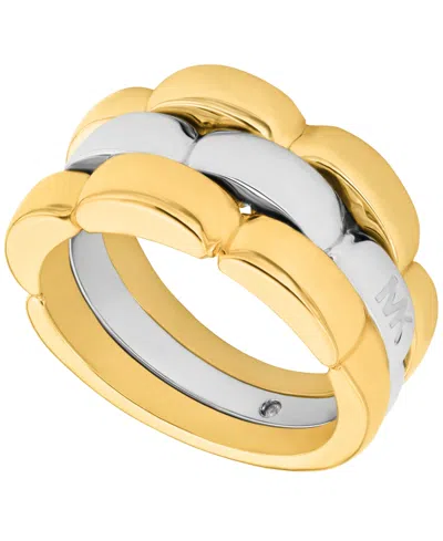 Michael Kors Two-tone Link Ring In Gold