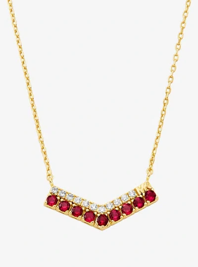 Michael Kors Two-tone Pavé Chevron Necklace In Gold