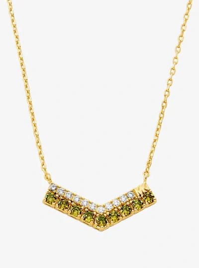 Michael Kors Two-tone Pavé Chevron Necklace In Gold