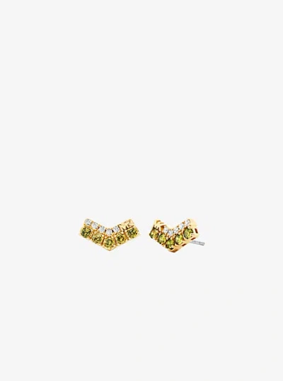 MICHAEL KORS TWO-TONE PAVÉ CHEVRON STUD EARRINGS