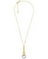Michael Kors Two Tone Pave Y-neck Torus Pendant Necklace In Gold