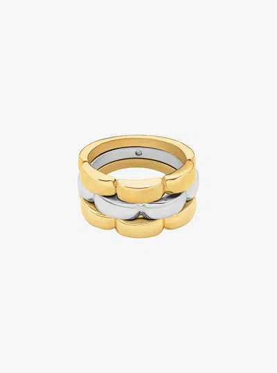 Michael Kors Two-tone 3-link Ring In Gold