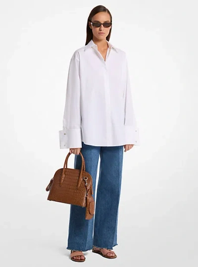 Michael Kors Tyler Oversized Washed Cotton Poplin Shirt In Animal Print