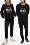 Michael Kors Unisex Printed Sweatshirt With Rhinestoned Detail In Black