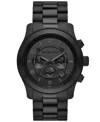 Michael Kors Unisex Runway Chronograph Black Stainless Steel Bracelet Watch, 45mm In Black