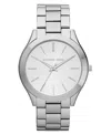 Michael Kors Unisex Slim Runway Stainless Steel Bracelet Watch 42mm In Silver