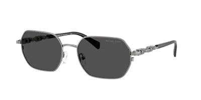 Michael Kors Saint Martin Dark Grey Solid Geometric Unisex Sunglasses Mk1165 100287 57 In Black