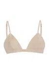 Michael Kors V-neck Bonded Suede Bra Top In Neutral