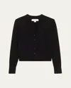 Michael Kors Crewneck Matte Viscose Crop Cardigan In Black