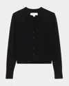 Michael Kors Crewneck Matte Viscose Crop Cardigan In Black